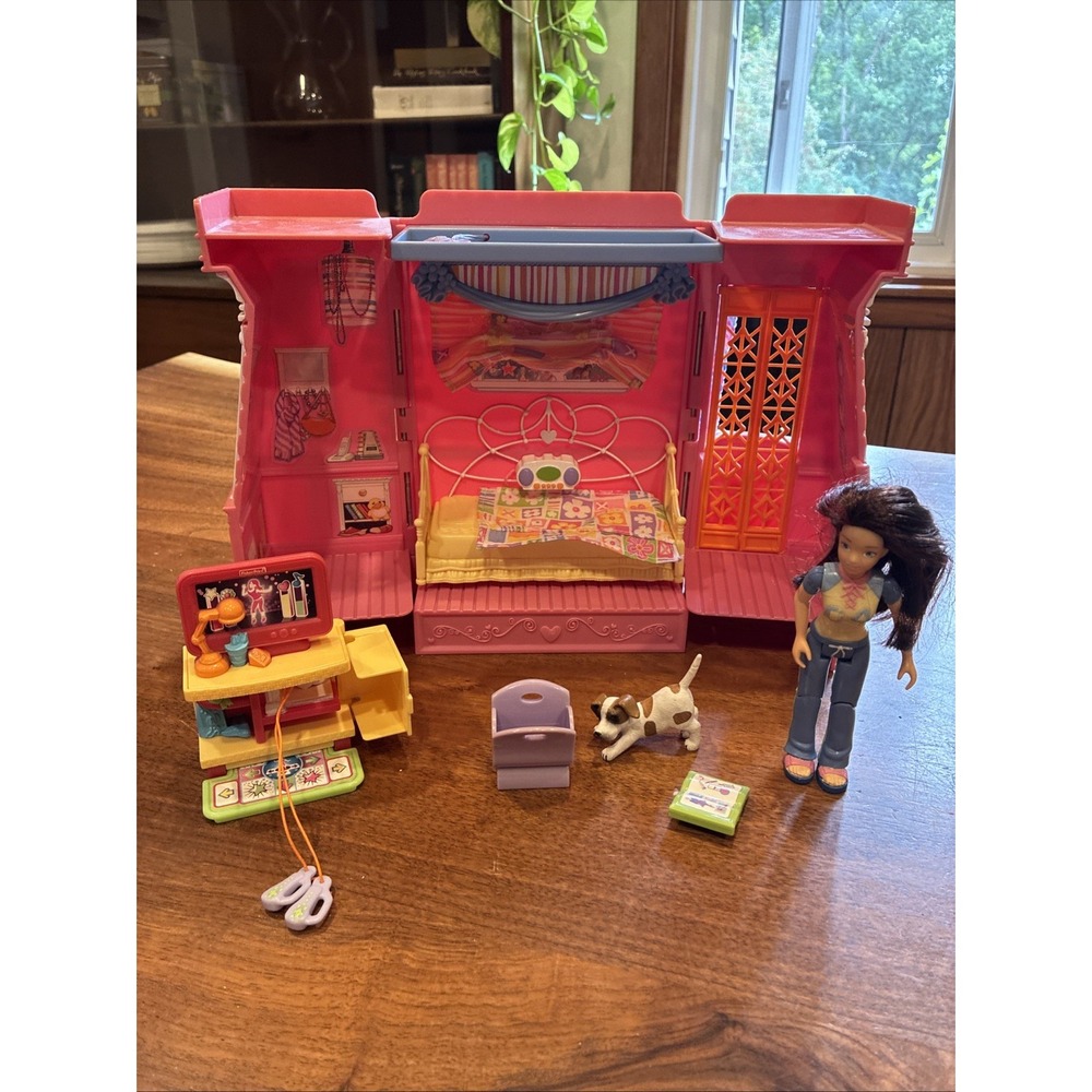 Fisher Price-Take & Carry Along-Bedroom-Pink-2004-Teen, Figurines, Accessories